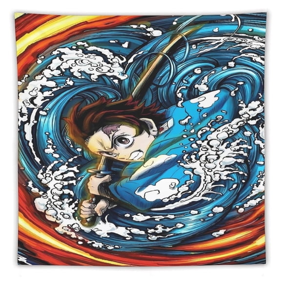 Demon-Slayer-Kimetsu-No-Yaiba Tapestry, Wall Hanging Decor, Aesthetic for Bedroom, Living Room, Dorm, Soft Fabric Home Accent 60"x60"
