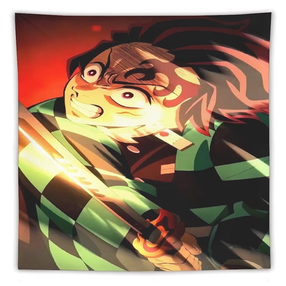 Demon-Slayer-Kimetsu-No-Yaiba Tapestry, Wall Hanging Decor, Aesthetic for Bedroom, Living Room, Dorm, Soft Fabric Home Accent 60"x60"