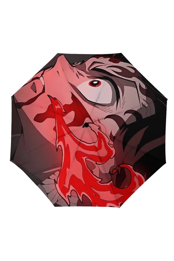 Demon-Slayer-Kimetsu-No-Yaiba Umbrella, Automatic Folding Travel Umbrella Portable for Outdoor Waterproof Windproof UV Protection