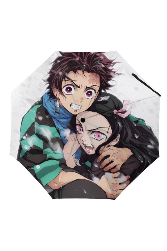 Demon-Slayer-Kimetsu-No-Yaiba Umbrella, Automatic Folding Travel Umbrella Portable for Outdoor Waterproof Windproof UV Protection