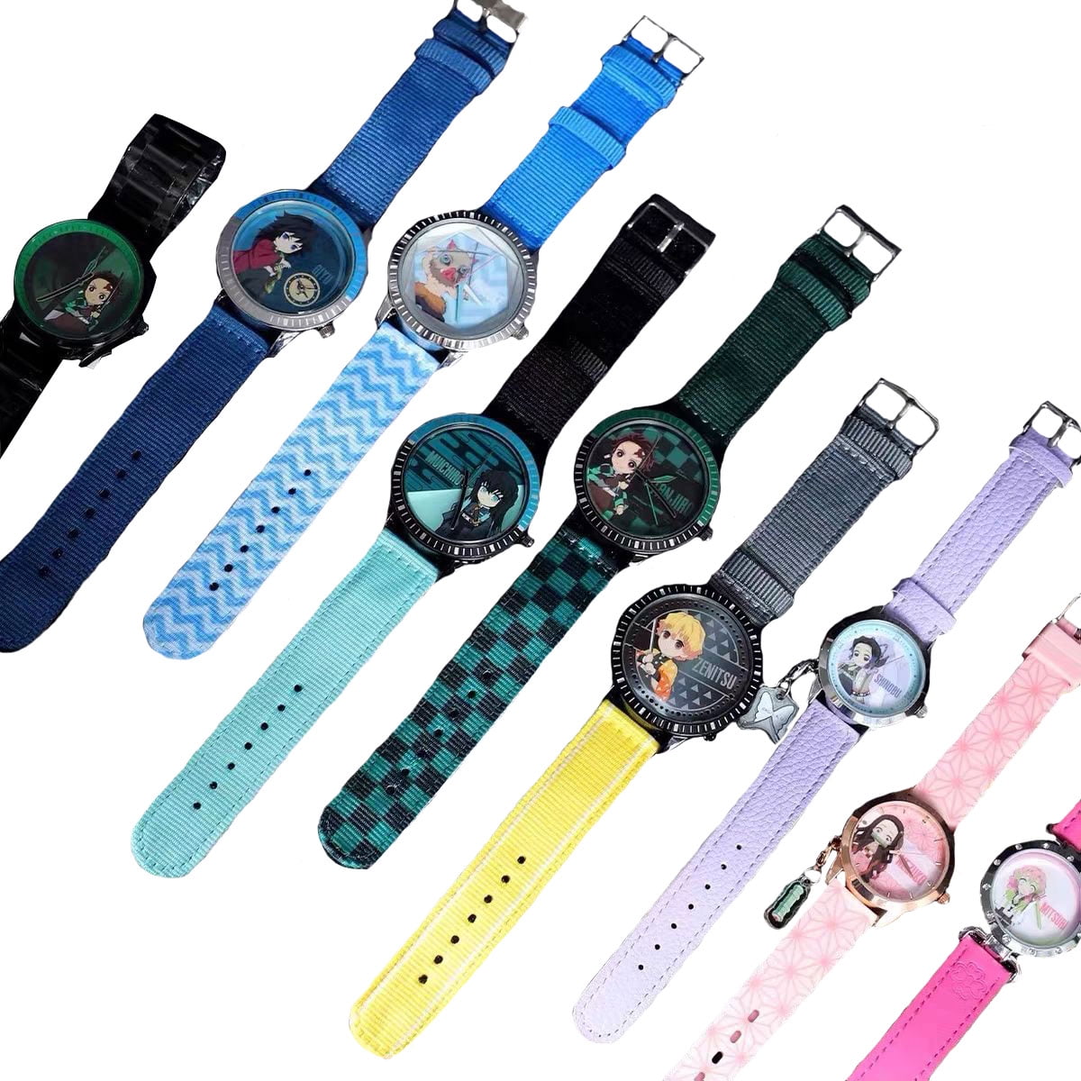 Demon Slayer: Kimetsu No Yaiba Watch Cartoon Cute Wristwatch 9 Pieces ...