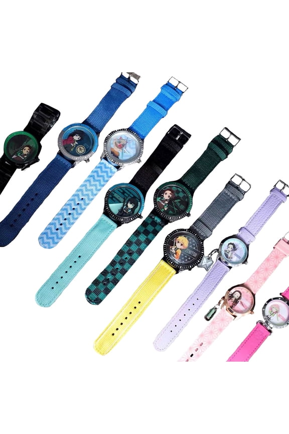 Demon Slayer: Kimetsu No Yaiba Watch Cartoon Cute Wristwatch 9 Pieces Including Hidden Edition Watch Anime-Related Accessories As Gifts