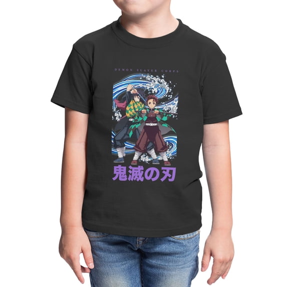 Demon Slayer: Kimetsu No Yaiba Youth Team Up Tanjiro And Giyu Water (Black, XS-XL)