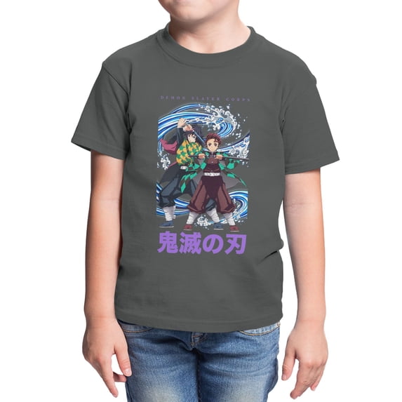 Demon Slayer: Kimetsu No Yaiba Youth Team Up Tanjiro And Giyu Water (Charcoal, XS-XL)