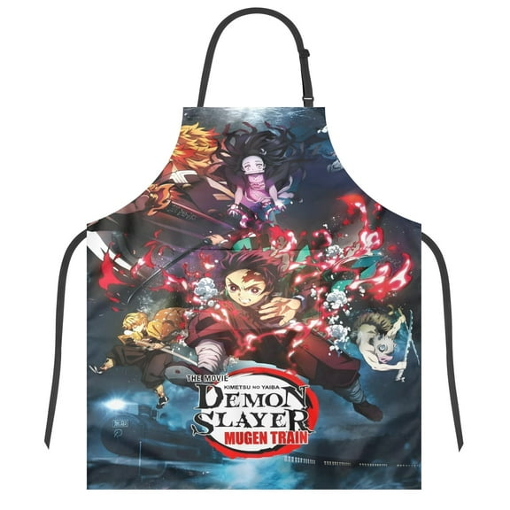 Demon Slayer: Kimetsu no Yaiba apron has an iconic print, is durable and adjustable, with none pocket for convenience. Perfect for fans,27.5" x 31.5"70*80cm