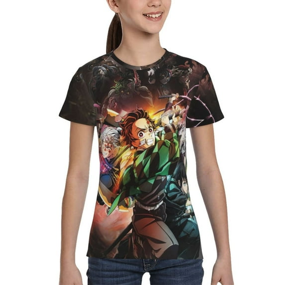 Demon Slayer Kimetsu Youth Kids Fashion T-Shirt Graphic Short Sleeve Shirt Tees Teenage T-Shirt For Boy Girl