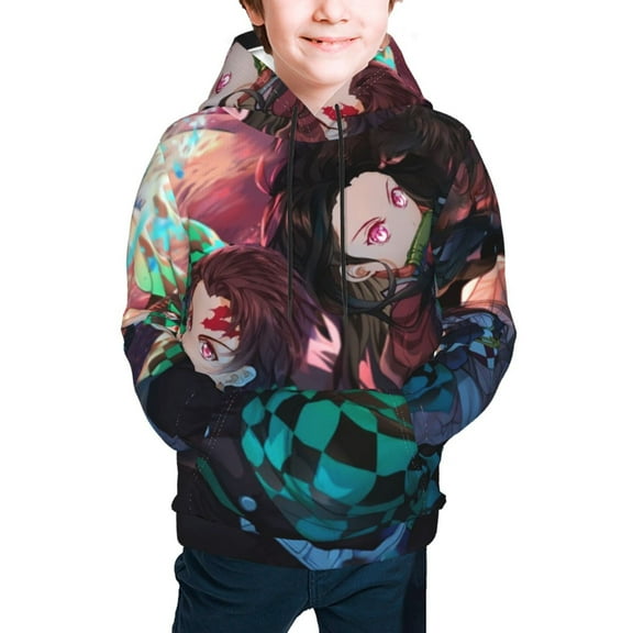 Demon Slayer Kimetsu no Yaiba Kids' Hoodie 3D Print Sweatshirt Soft Pullover Hooded with Big Pockets Fans Gifts for Boys or Girls X-Large