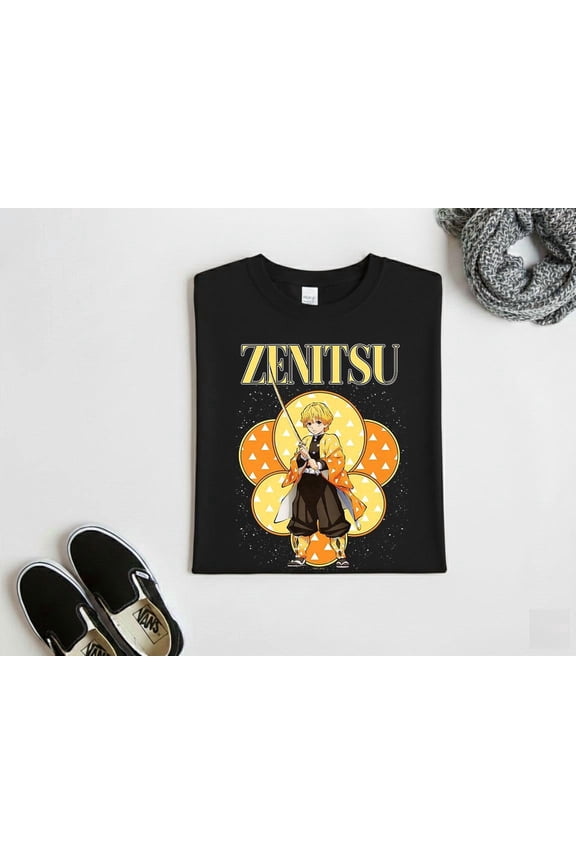 Demon Slayer Kimetsu no Yaiba Zenitsu Yellow Flash Night T-Shirt, Demon Slayer Gift, Zenitsu Agatsuma Shirt