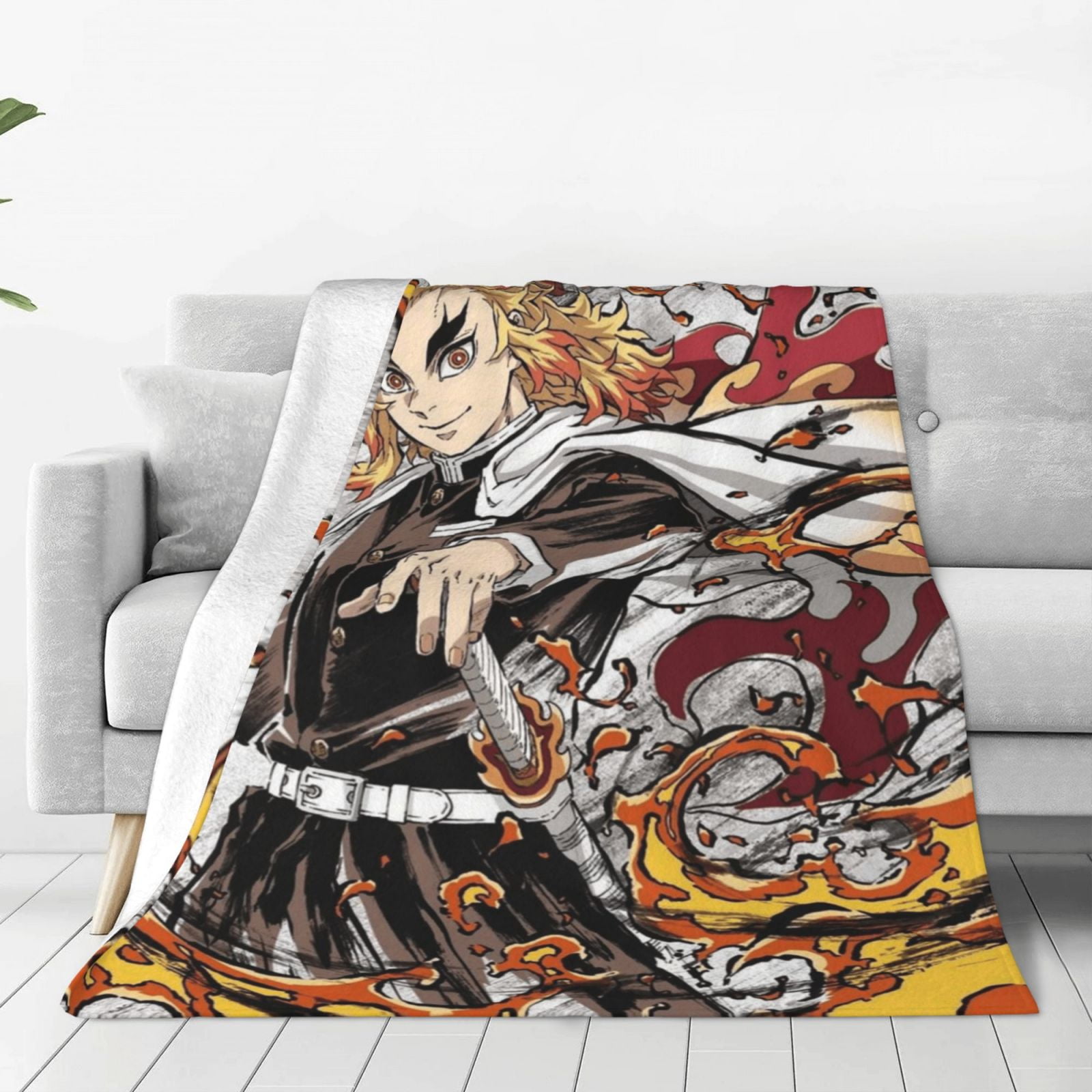 Demon Slayer Kyojuro Rengoku Throw Blanket Couch Bed Sofa Soft ...