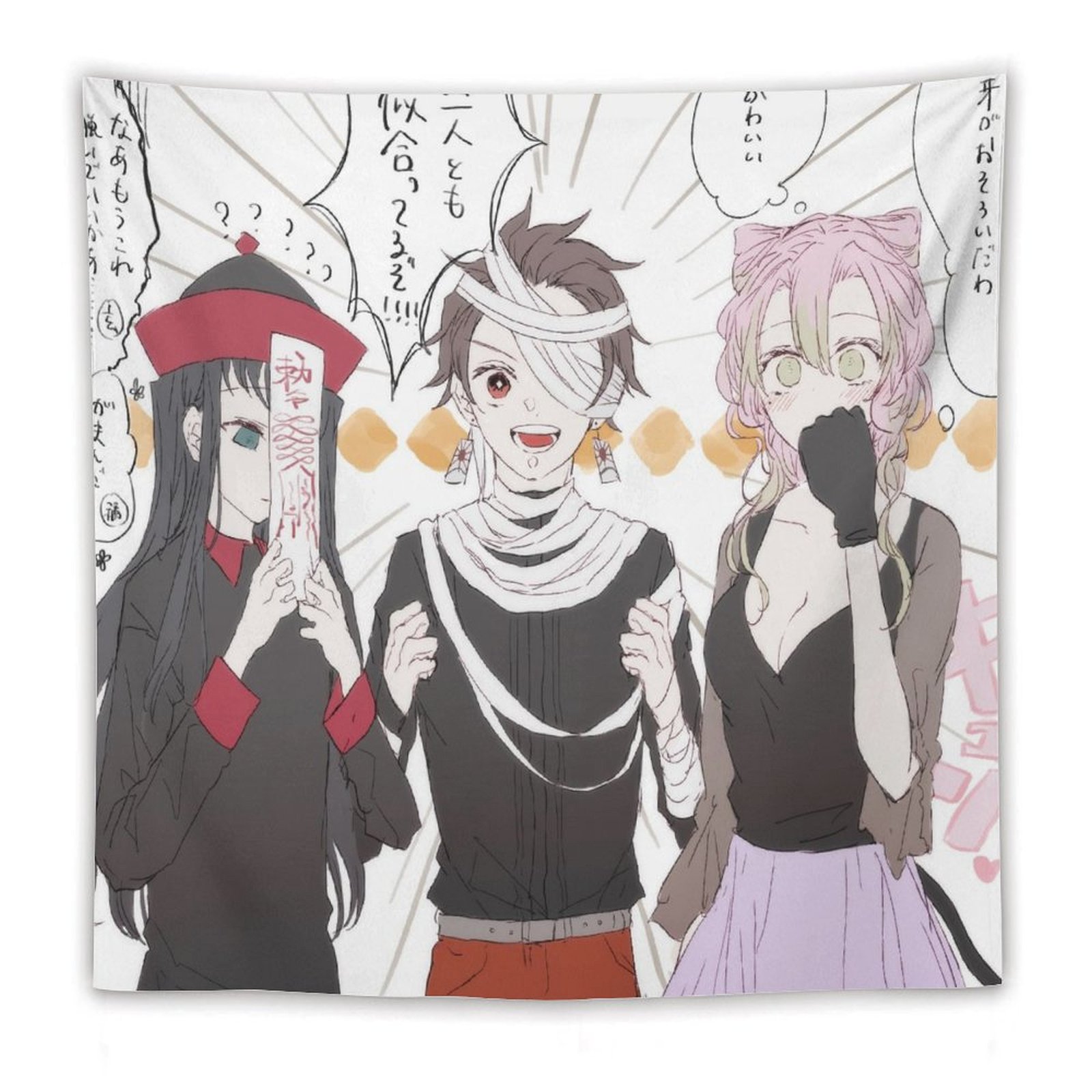Demon Slayer -Line Art Tapestry Tanjiro Nezuko Kocho 60"x60" in