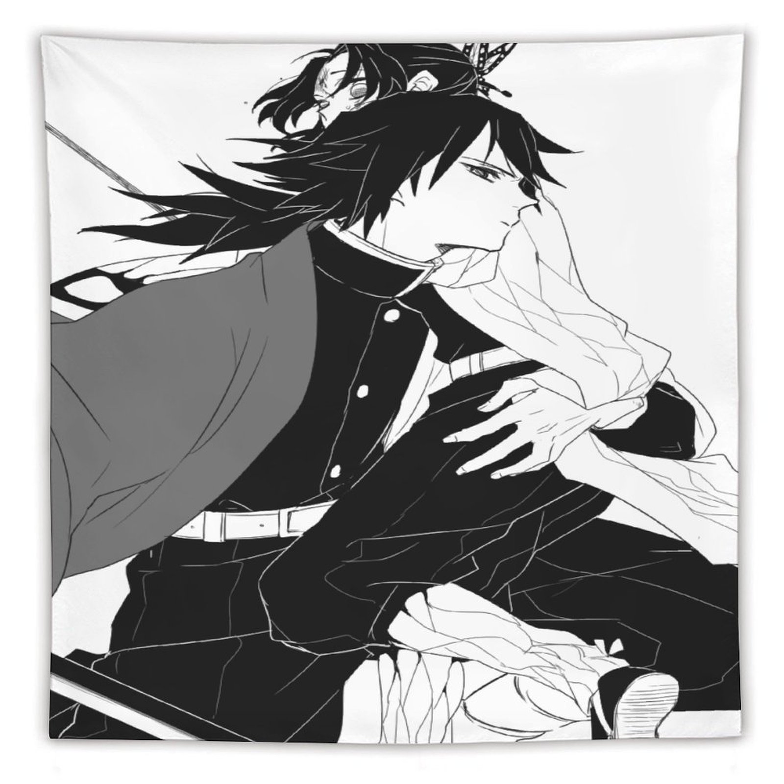 Demon Slayer - Line Art Tapestry Tanjiro Nezuko Kocho 60"x60" in