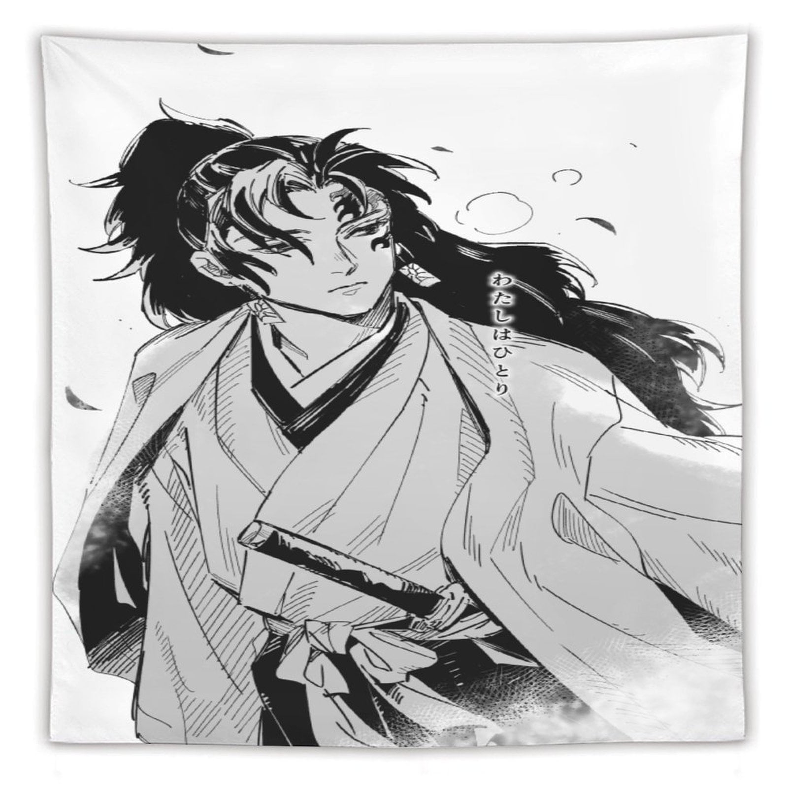 Demon Slayer -Line Art Tapestry Tanjiro Nezuko Kocho 60"x60" in