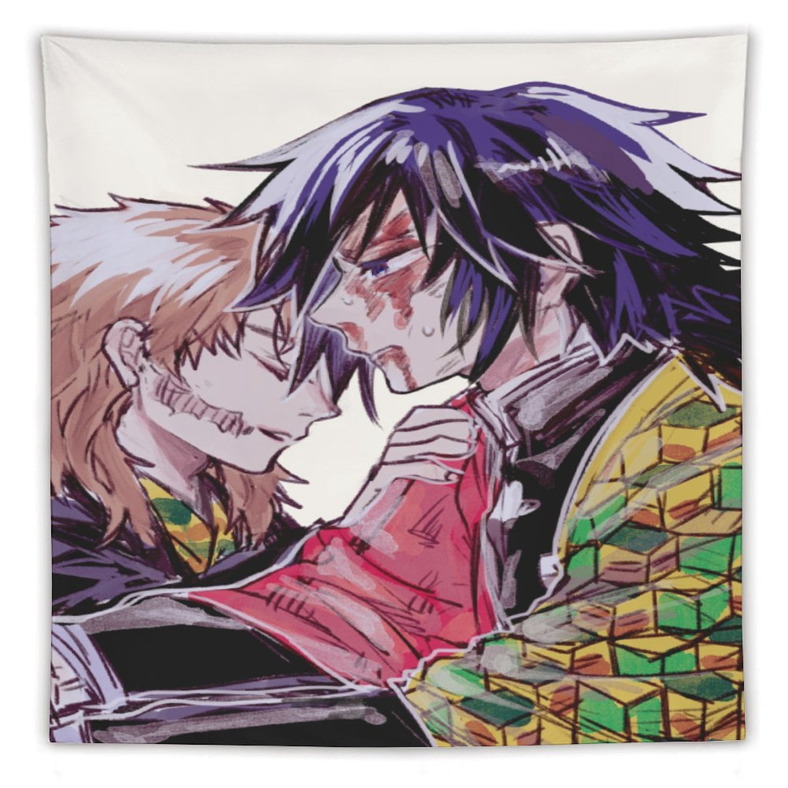 Demon Slayer -Line Art Tapestry Tanjiro Nezuko Kocho 60"x60" in
