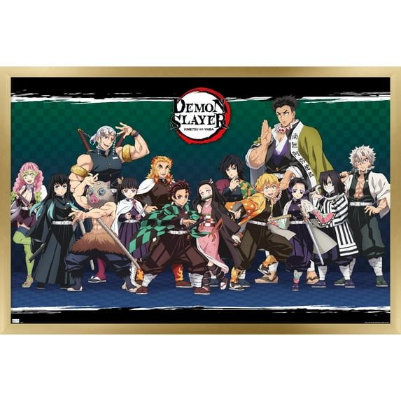 Demon Slayer - Lineup Wall Poster, 14.725" x 22.375" Framed