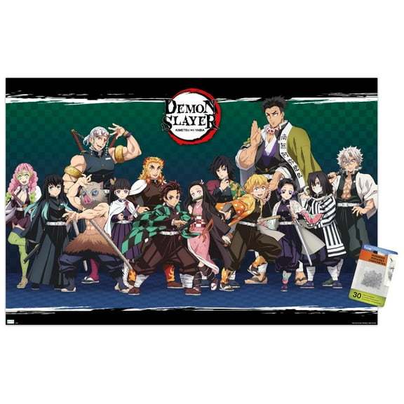 Demon Slayer - Lineup Wall Poster with Pushpins, 22.375" x 34"