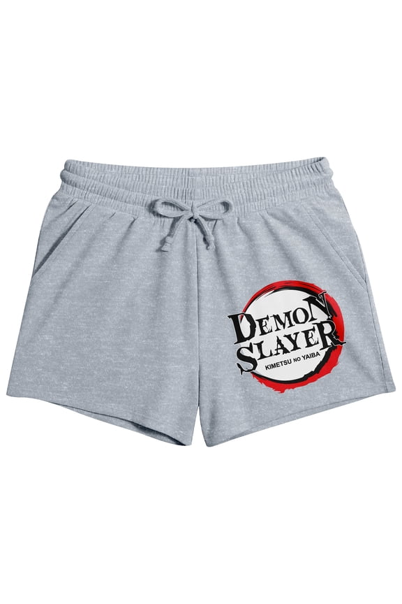 Demon Slayer Logo Women's Gray Lounge Shorts-Small