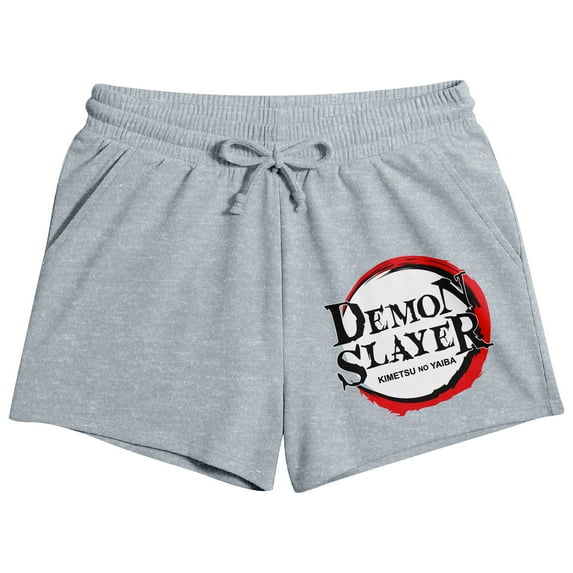 Demon Slayer Logo Women's Gray Lounge Shorts-Small
