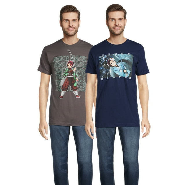 Demon Slayer Men's & Big Men's Graphic Tee Shirts, 2Pack, S3XL