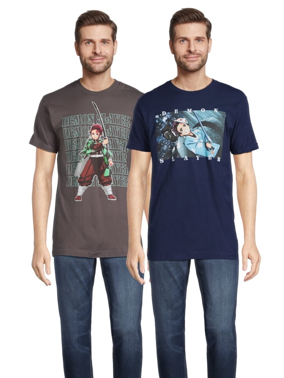 Demon Slayer Men's & Big Men's Graphic Tee Shirts, 2-Pack, S-3XL