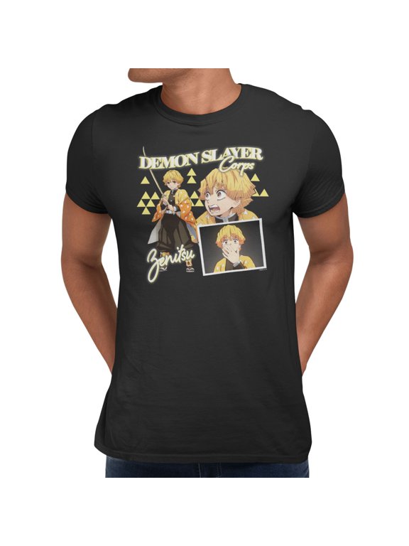 Demon Slayer Men's Zenitsu Postcard T-Shirt (Black, S-XXXL)
