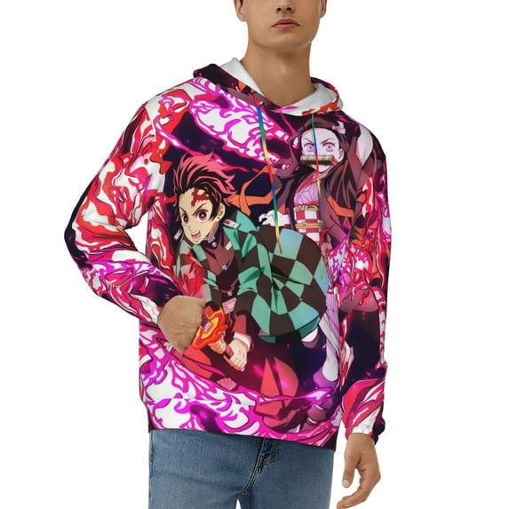 Demon Slayer Mens Active Sweatshirts Cozy Hoodie 3d Graphic Sweater Casual Winter Clothes Tops Coat Small