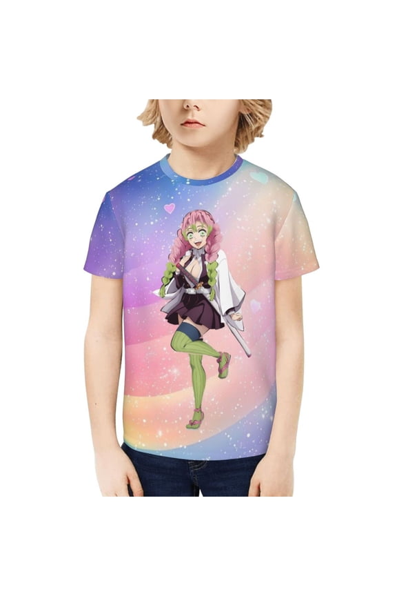 Demon Slayer Mitsuri Kanroji Kids T-Shirt 3d Printed Graphic T-Shirts Boys And Girls Short Sleeve Shirts For Youth Kids X-Small