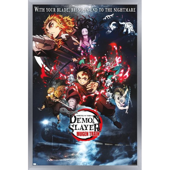 Demon Slayer: Mugen Train - Collage One Sheet Wall Poster, 22.375" x 34" Framed