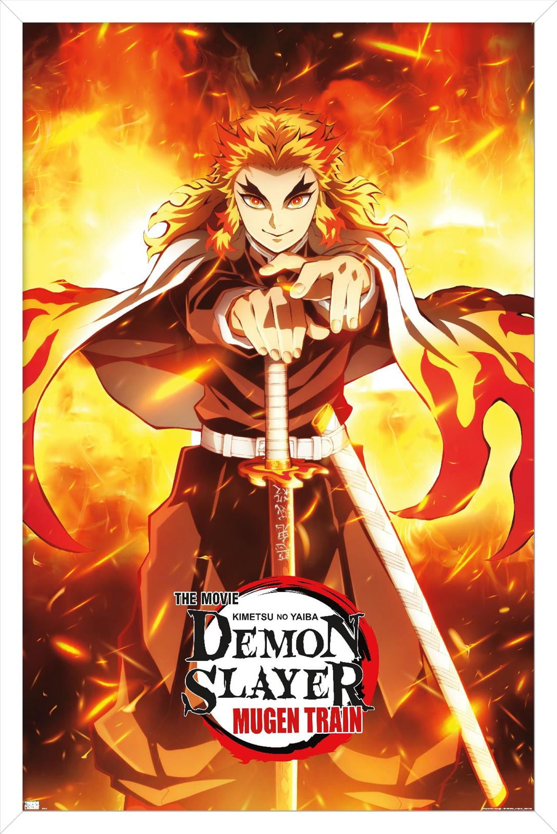 Demon Slayer: Mugen Train - Kyojuro Rengoku One Sheet Wall Poster, 14.725" x 22.375" Framed
