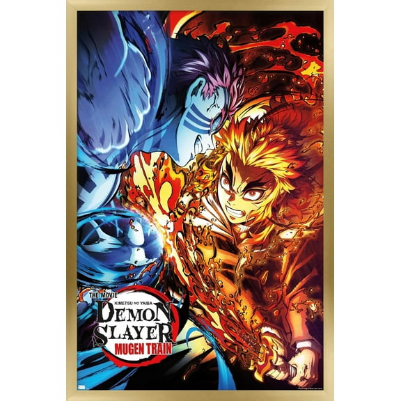 Demon Slayer: Mugen Train - Versus One Sheet Wall Poster, 14.725" x 22.375" Framed