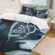 Demon Slayer Muichiro Tokito 3-Piece Bedding Set Warm And Comfortable Soft Duvet Cover Bed Set with 1 Duvet Cover And 2 Pillowcases for Boys Girls Kids Adult Bedroom All Season
