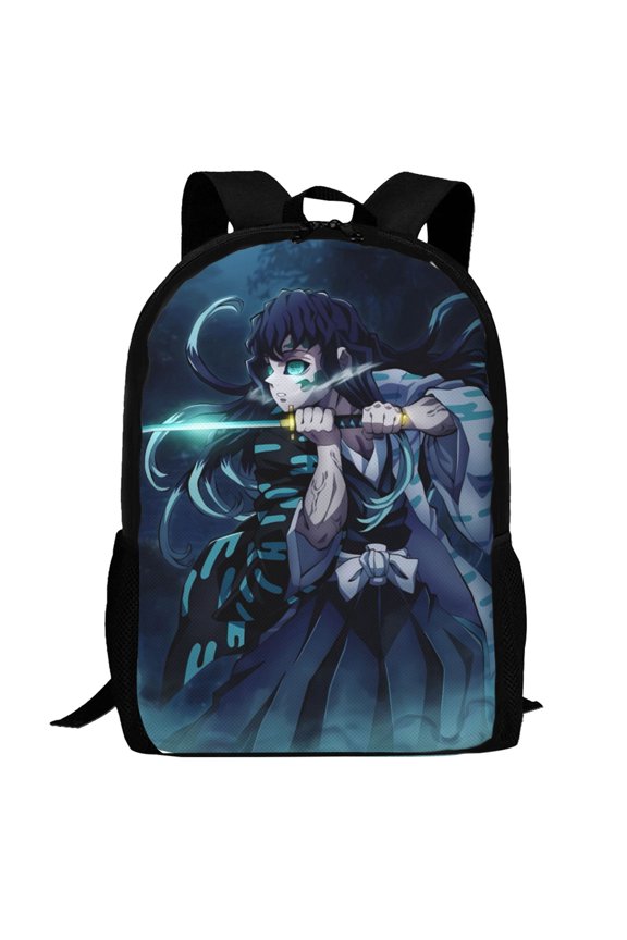 Demon Slayer Muichiro Tokito Backpack,3d Print Laptop Backpack Lightweight Casual Daypack Bookbag Multi-Function Travel Backpack 16.5 In