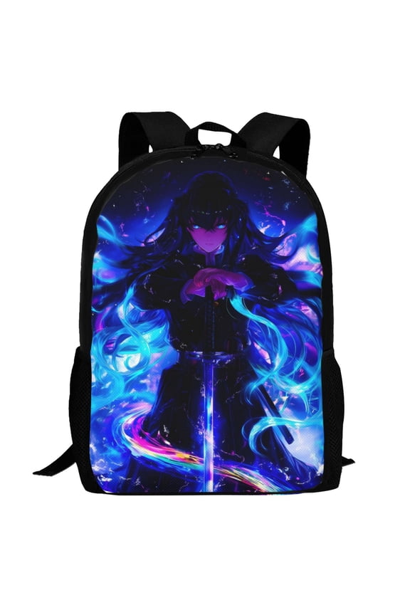 Demon Slayer Muichiro Tokito Backpack,3d Print Laptop Backpack Lightweight Casual Daypack Bookbag Multi-Function Travel Backpack 16.5 In
