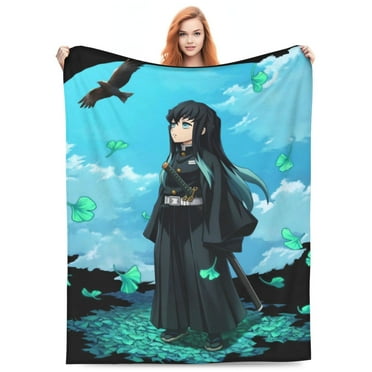 Demon Slayer Muichiro Tokito Blankets Flannel Fleece Warm Soft Throw Blanket For Couch Sofa Bed Living Room All Season Decor Gift 80"X60"