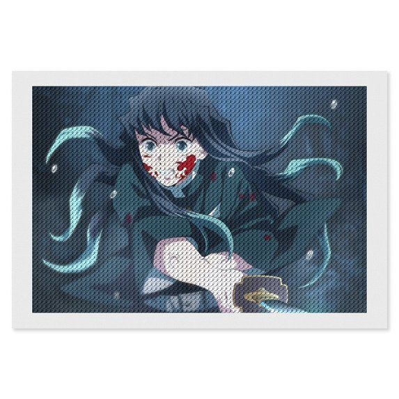 Demon Slayer Muichiro Tokito Diamond Art Kits for Adults Beginners Round 5D Paint with Diamonds Gem Art Painting Kits for Home Wall Decor Gifts