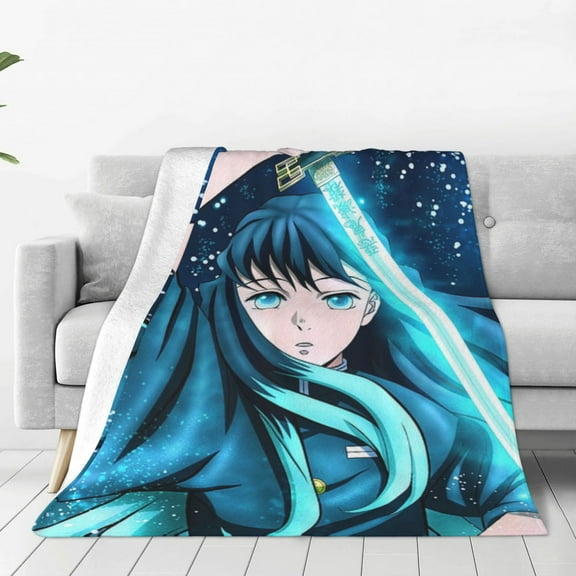 Demon Slayer Muichiro Tokito Kids Adults Ultra-Soft Micro Fleece Blanket Throw All Season Fuzzy Lightweight Throw Blankets For Office Company Home Couch Bed Sofa 50"X40"