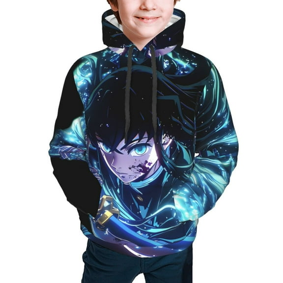 Demon Slayer Muichiro Tokito Kids' Hoodie 3d Print Sweatshirt Soft Pullover Hooded With Big Pockets For Boys Or Girls Small