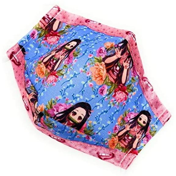 Demon Slayer Nezuko Blue Flowers ADULT MASK Maskara