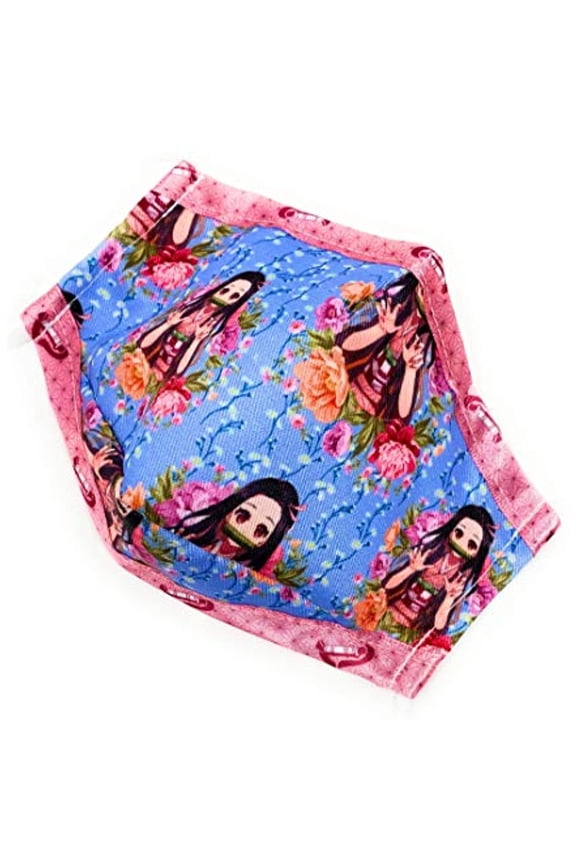 Demon Slayer Nezuko Blue Flowers ADULT MASK Maskara