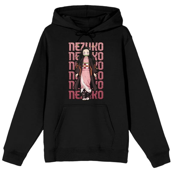 Demon Slayer Nezuko Character Men's Black Graphic Hoodie-XL