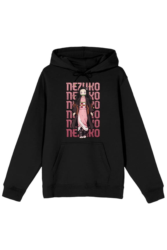 Demon Slayer Nezuko Character Men's Black Graphic Hoodie-XL