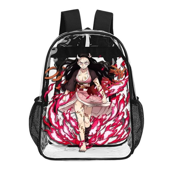 Demon Slayer Nezuko Clear Backpack Heavy Duty Transparent Bag See Through Bookbag for School, Work, Sport, College, Travel