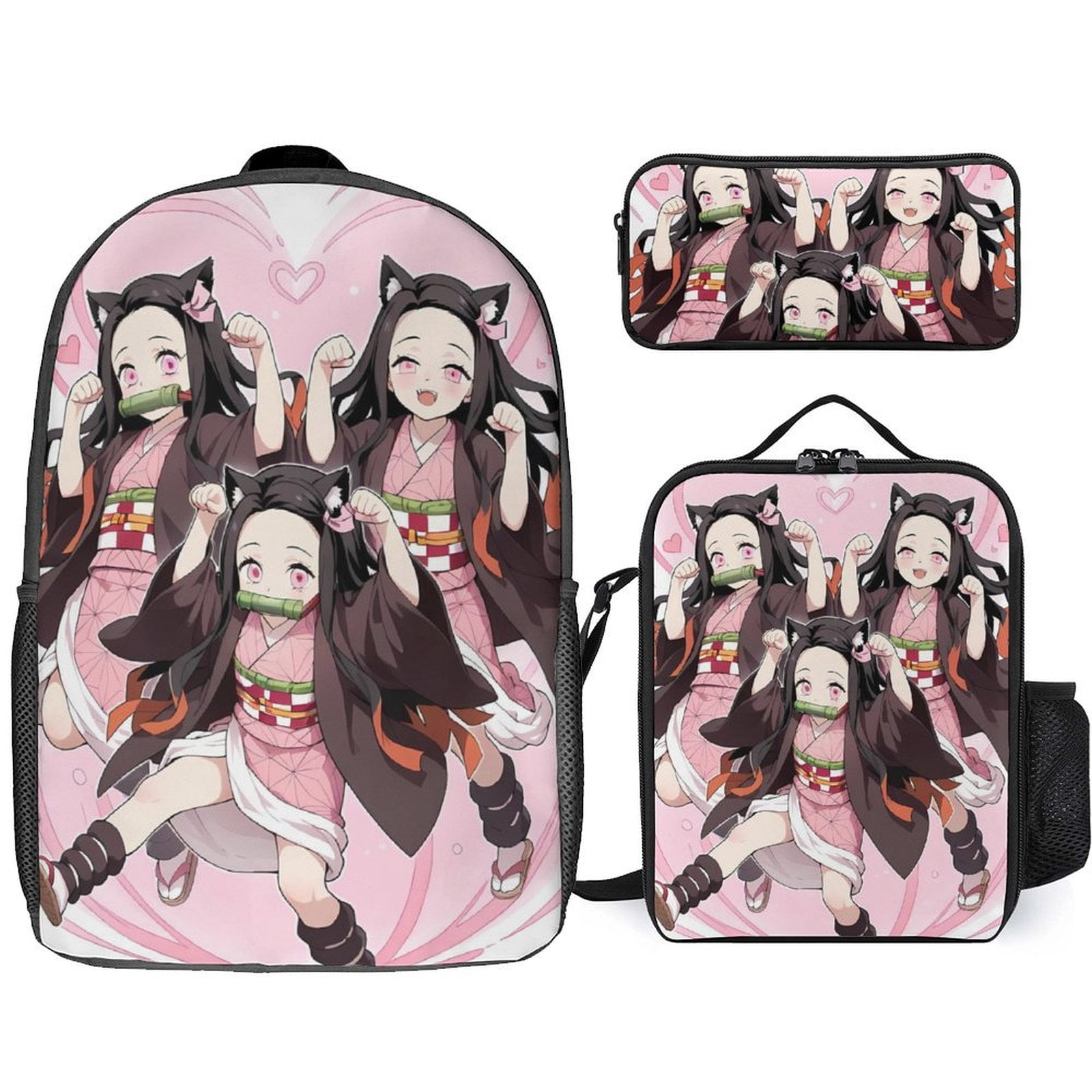 Demon Slayer Nezuko Kamado 3-piece backpack set Demon Slayer Kamado Nezuko 3 Piece Backpack Set with Lunch  main image 3