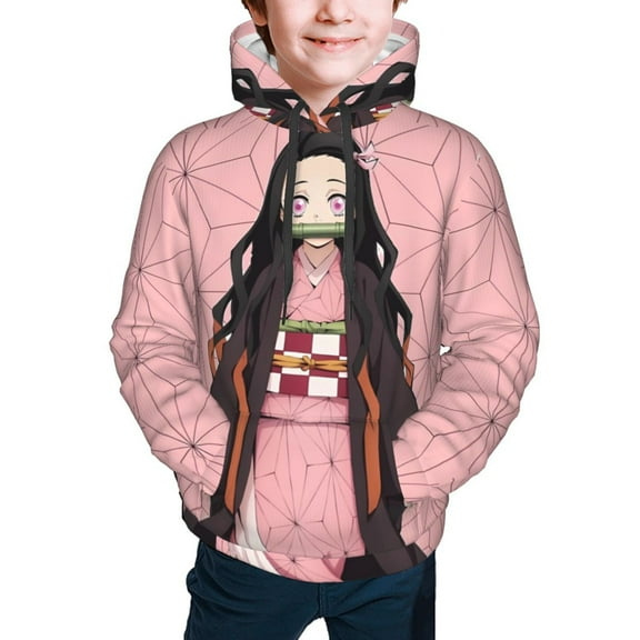 Demon Slayer Nezuko Kamado Kids' Hoodie 3d Print Sweatshirt Soft Pullover Hooded With Big Pockets For Boys Or Girls Small