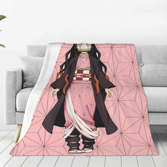 Demon Slayer Nezuko Kamado Throw Blanket Couch Bed Sofa Soft Lightweight Warm Cozy Flannel Fleece Bed Blanket For Kids Adults Gift Multiple Sizes Available 40"X30"