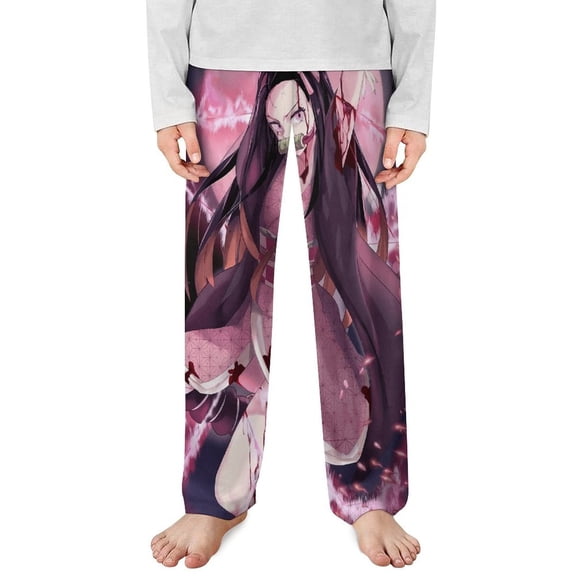 Demon Slayer Nezuko Pajama Pants Long Sleep Pants Soft Elastic Waist PJ Bottoms Lounge Pants