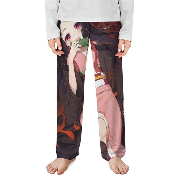 Demon Slayer Nezuko Pajama Pants Long Sleep Pants Soft Elastic Waist PJ Bottoms Lounge Pants