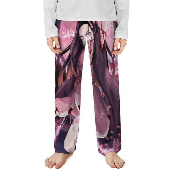 Demon Slayer Nezuko Pajama Pants Long Sleep Pants Soft Elastic Waist PJ Bottoms Lounge Pants
