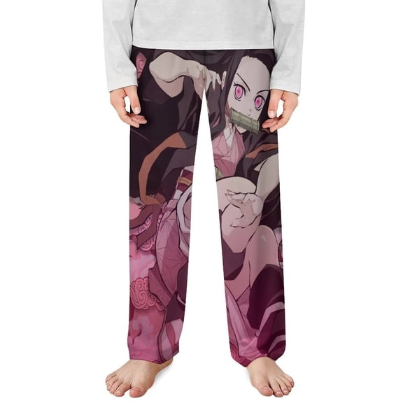 Demon Slayer Nezuko Pajama Pants Long Sleep Pants Soft Elastic Waist PJ Bottoms Lounge Pants
