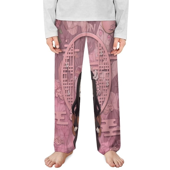 Demon Slayer Nezuko Pajama Pants Long Sleep Pants Soft Elastic Waist PJ Bottoms Lounge Pants