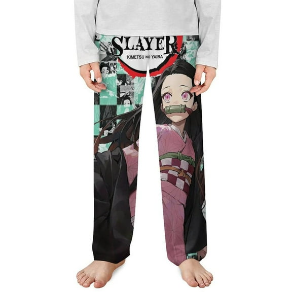 Demon Slayer Nezuko Pajama Pants Long Sleep Pants Soft Elastic Waist PJ Bottoms Lounge Pants